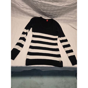 Women's GUESS Black & White Striped Sweater S